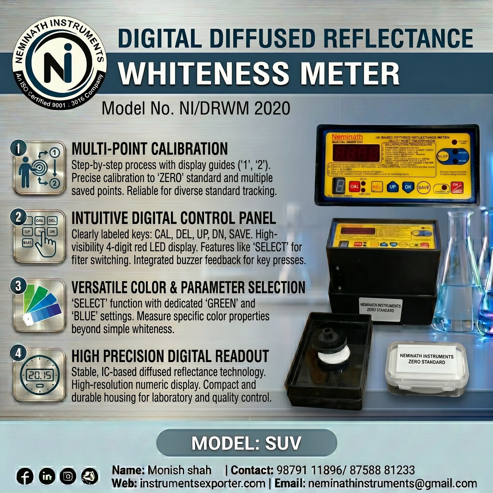 DIGITAL DIFFUSED REFLECTANCE WHITENESS METER